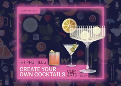 Create Your Own Cocktails | Cocktails PNG Files | Digital Cocktail Kit