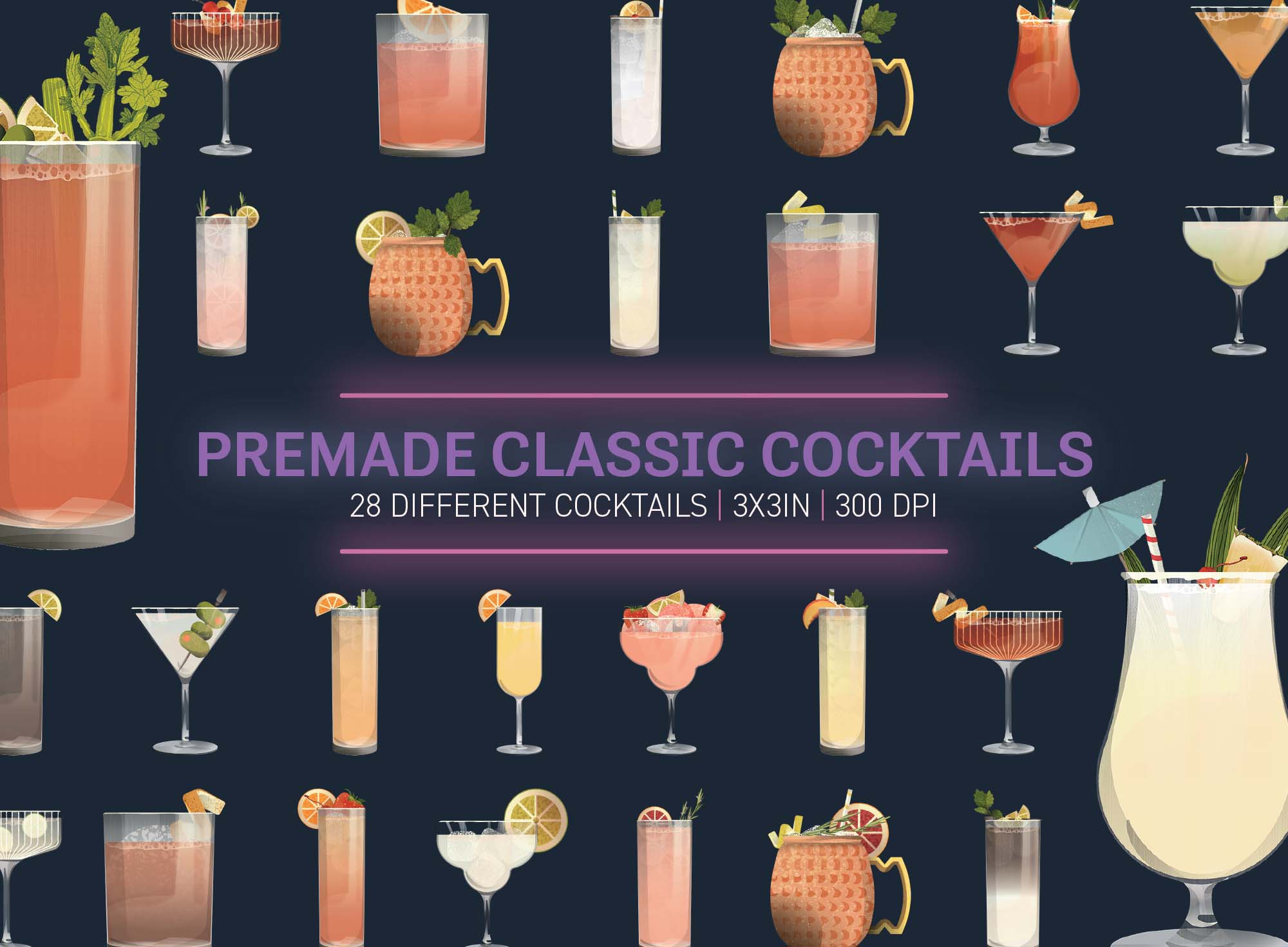 Create-Your-Own-Cocktails-PNG-listing-lelinhtdigitals_Premade-classic-cocktails-clip-arts