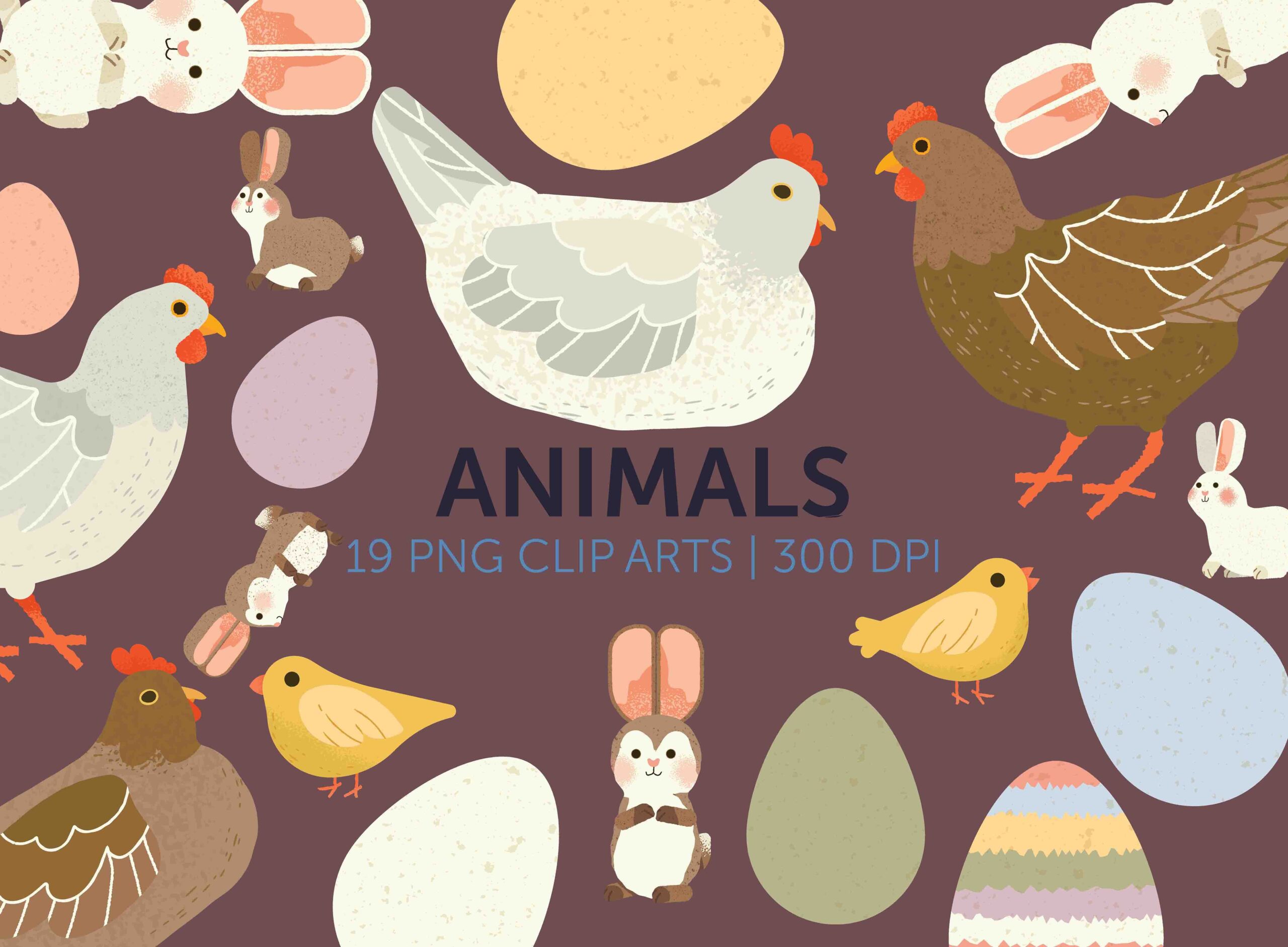 Easter-listing-lelinhtdigitals_Animal-Cliparts-Spring-Clip-arts-Easter-PNG-files