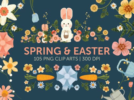 Spring and Easter Clip Arts | PNG Files | Frames | Cards